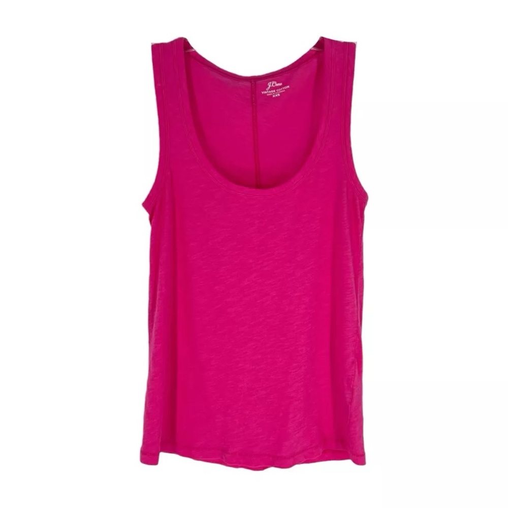 J Crew Slub Knit Shirt Womens Size XXS Bright Pink Cotton Scoop Neck Sleeveless